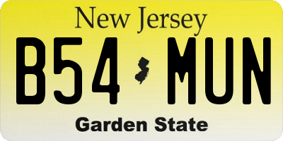 NJ license plate B54MUN