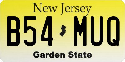 NJ license plate B54MUQ