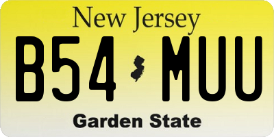 NJ license plate B54MUU