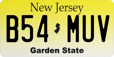 NJ license plate B54MUV