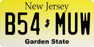 NJ license plate B54MUW