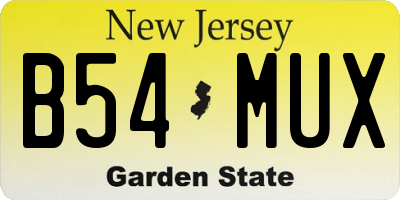NJ license plate B54MUX