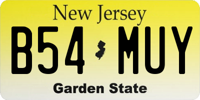 NJ license plate B54MUY