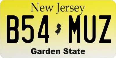 NJ license plate B54MUZ