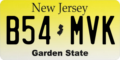 NJ license plate B54MVK