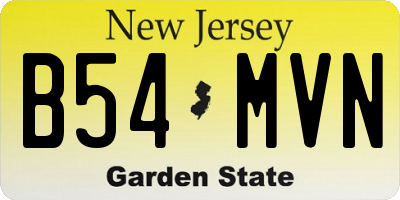NJ license plate B54MVN