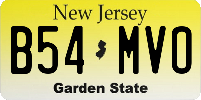 NJ license plate B54MVO