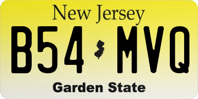 NJ license plate B54MVQ