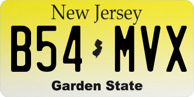 NJ license plate B54MVX