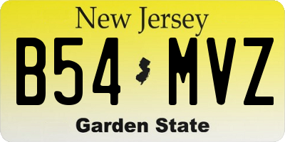 NJ license plate B54MVZ