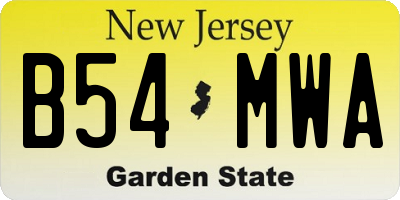NJ license plate B54MWA