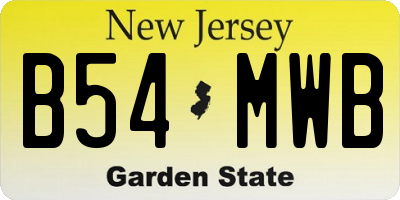 NJ license plate B54MWB