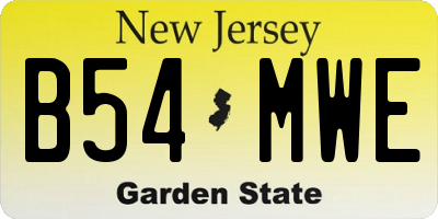 NJ license plate B54MWE