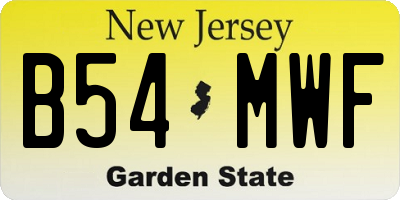 NJ license plate B54MWF