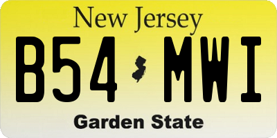 NJ license plate B54MWI