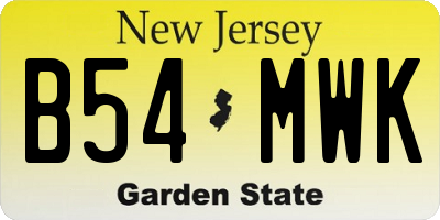 NJ license plate B54MWK