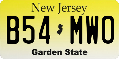NJ license plate B54MWO