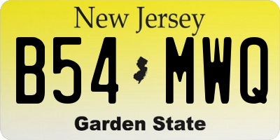 NJ license plate B54MWQ