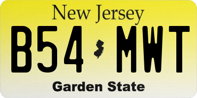 NJ license plate B54MWT