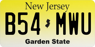 NJ license plate B54MWU