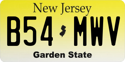 NJ license plate B54MWV