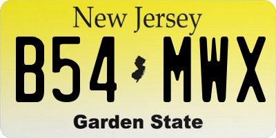 NJ license plate B54MWX