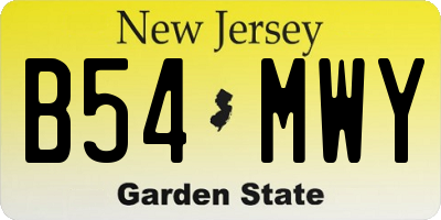 NJ license plate B54MWY