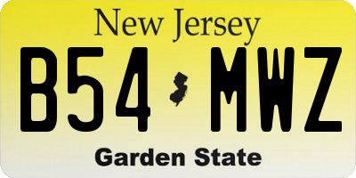 NJ license plate B54MWZ
