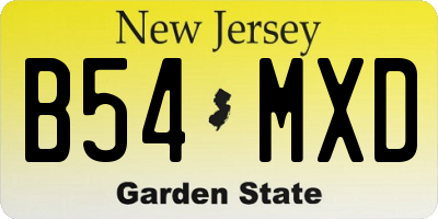 NJ license plate B54MXD