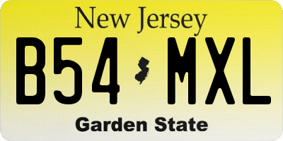 NJ license plate B54MXL