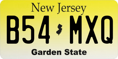 NJ license plate B54MXQ