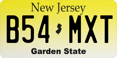 NJ license plate B54MXT