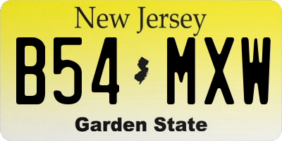 NJ license plate B54MXW