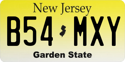 NJ license plate B54MXY