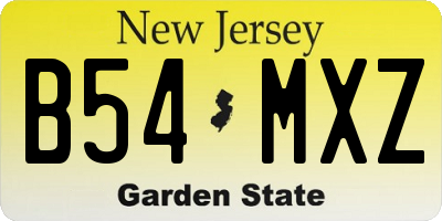 NJ license plate B54MXZ