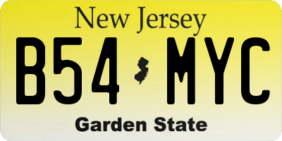 NJ license plate B54MYC