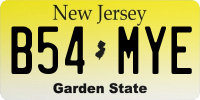 NJ license plate B54MYE
