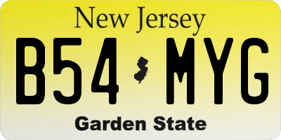 NJ license plate B54MYG