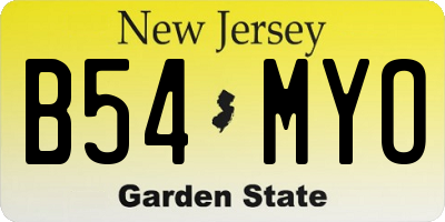 NJ license plate B54MYO