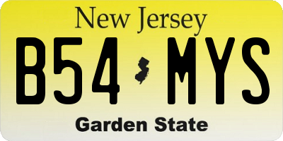 NJ license plate B54MYS