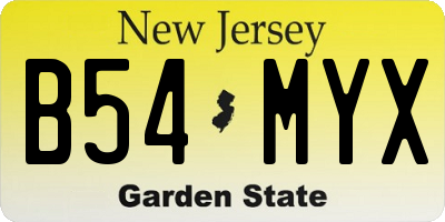 NJ license plate B54MYX