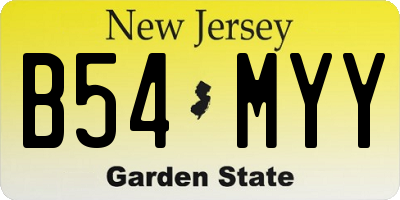 NJ license plate B54MYY