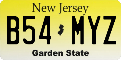 NJ license plate B54MYZ
