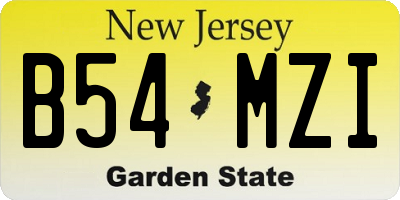 NJ license plate B54MZI