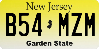 NJ license plate B54MZM