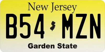 NJ license plate B54MZN