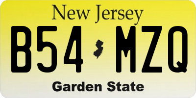 NJ license plate B54MZQ