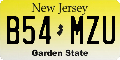 NJ license plate B54MZU