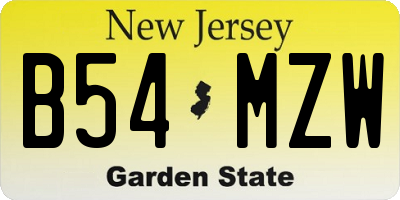 NJ license plate B54MZW