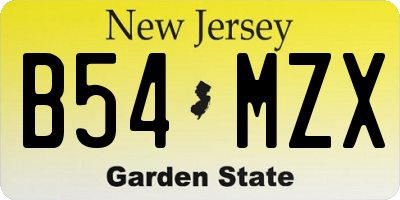NJ license plate B54MZX